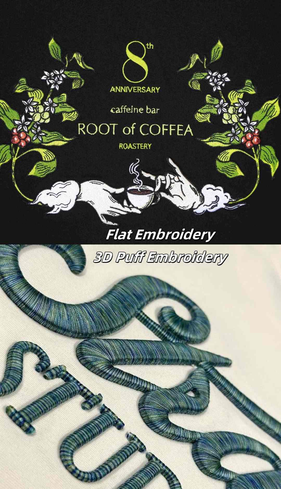 3D embroidery flowers on custom clothing