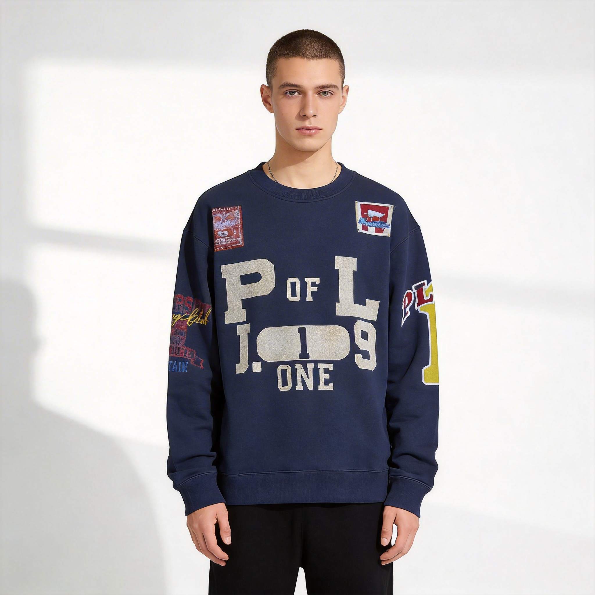 Men's toothbrush stitch embroidery sweatshirt custom apparel