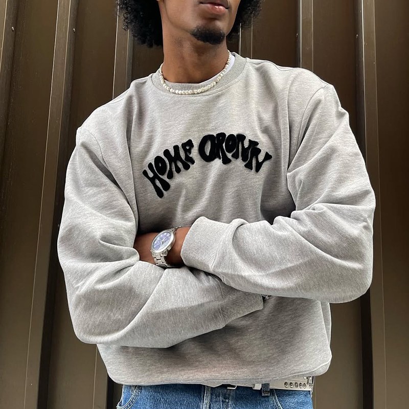 Sweatshirts à Col Rond Brodés