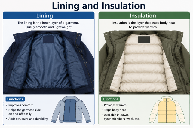 Fleece lined quilted utility jacket manufacturing