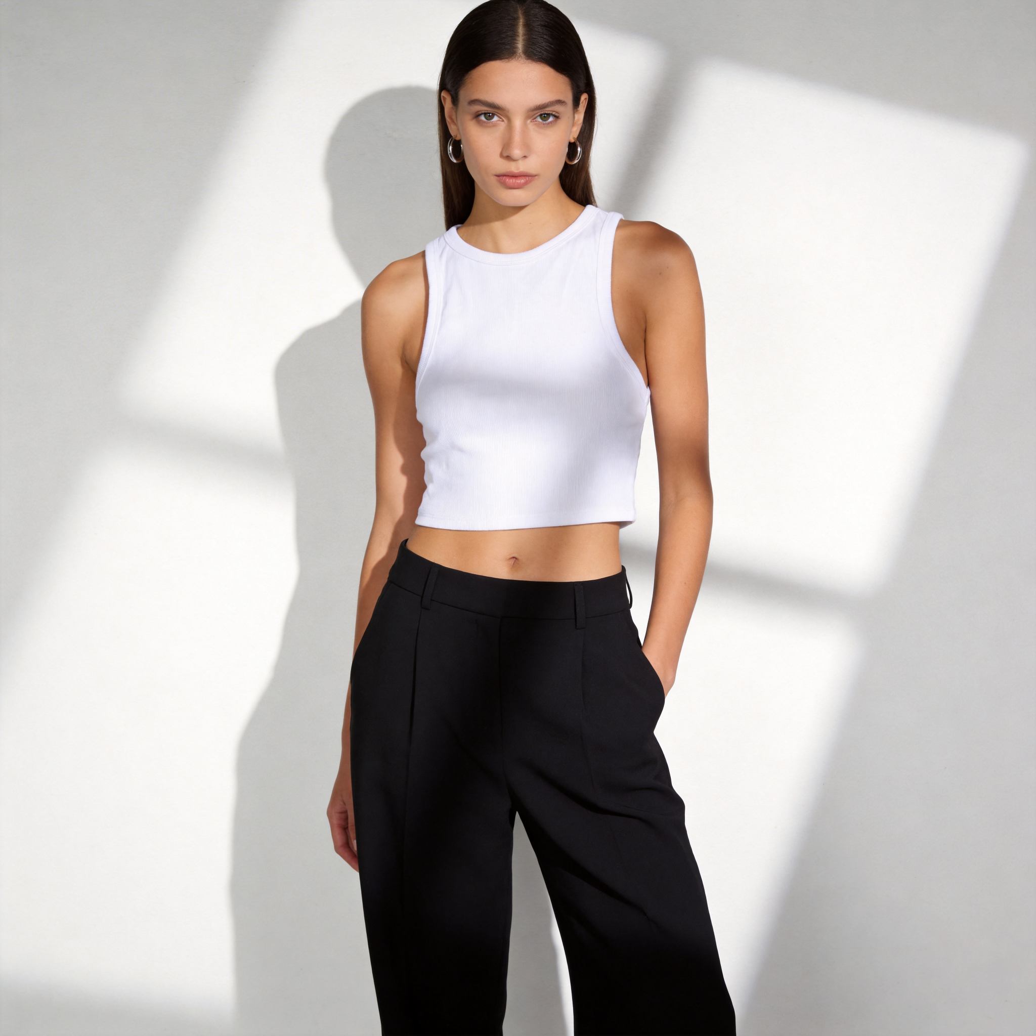 Cropped ribbed tank tops fashion apparel