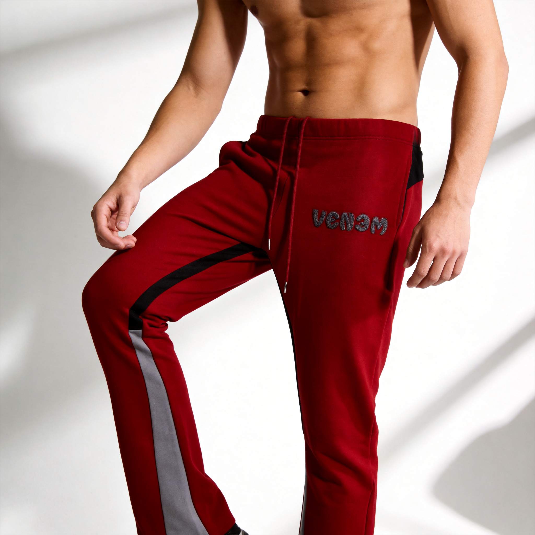 Custom spliced pants with patchwork design