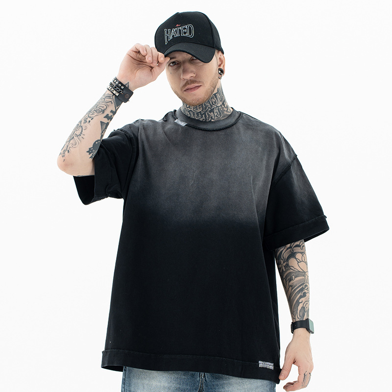 Custom vintage wash t-shirts with garment dye