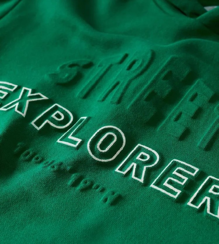 Embossed print raised texture on custom garment