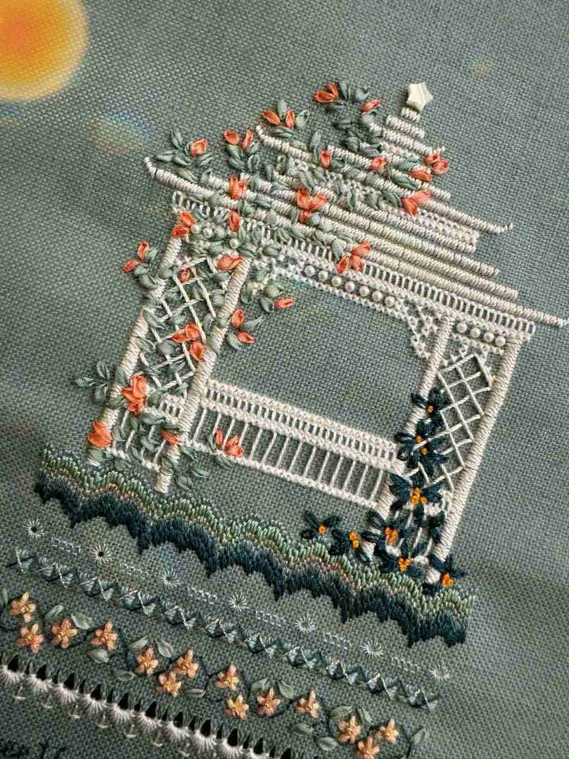 Embroidery cross stitch technique for apparel decoration