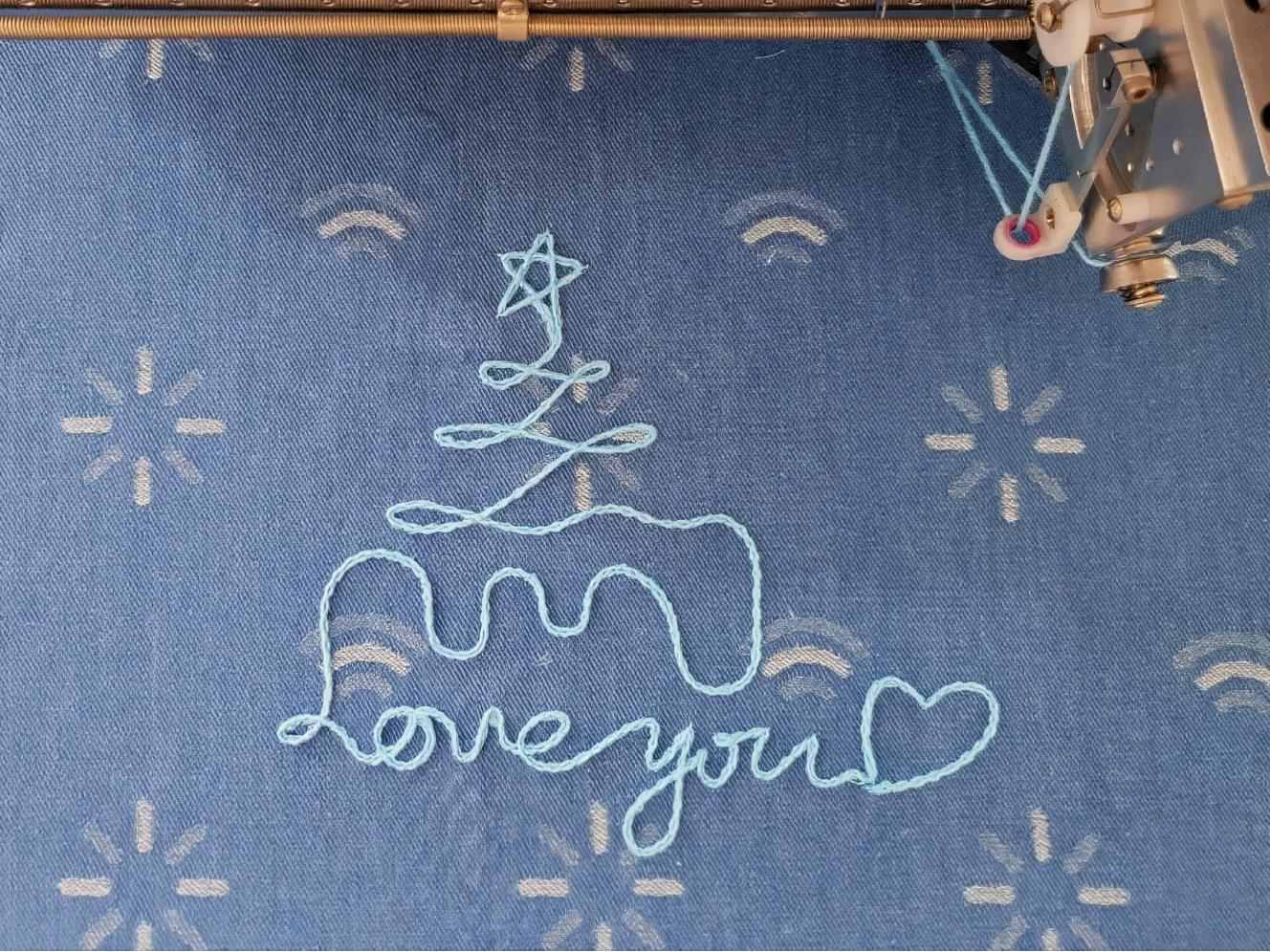 Embroidery rope font on garment
