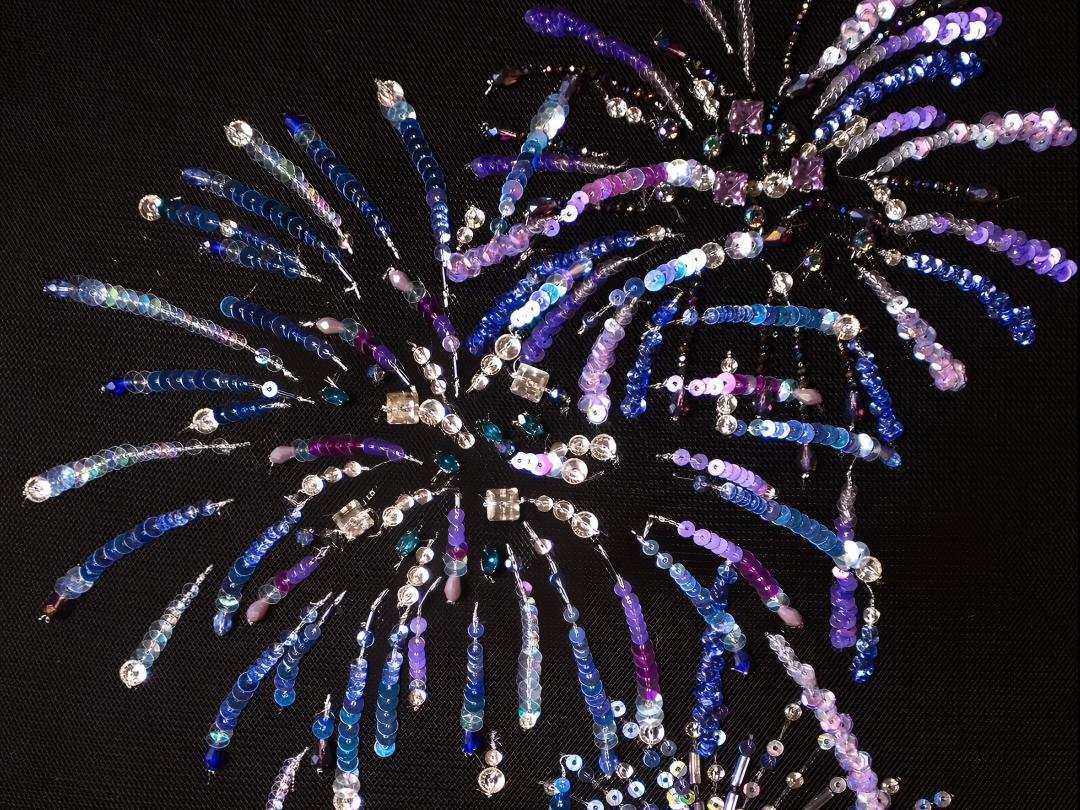 Embroidery with sequins and beads decoration