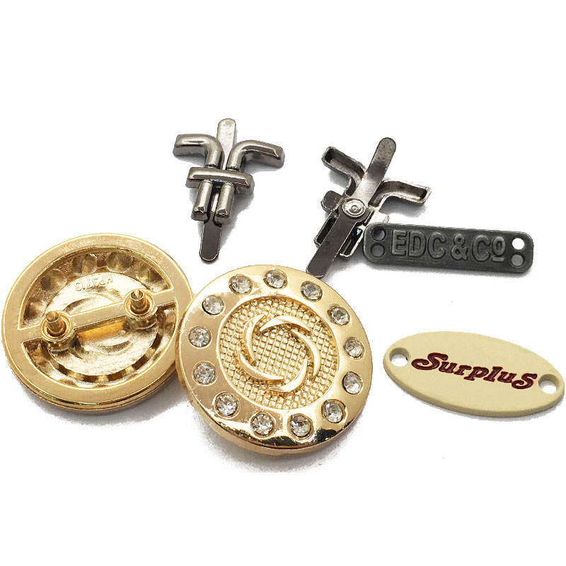 Metal brand tag for clothing brands