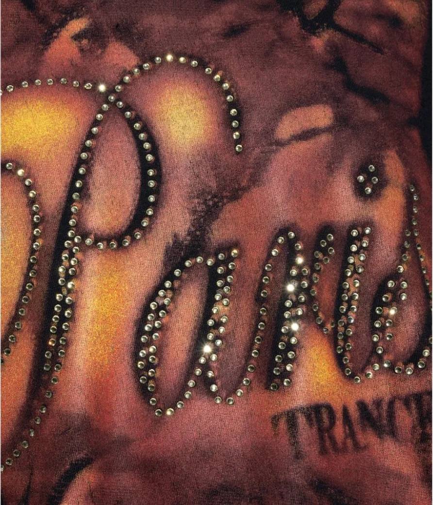 Rhinestone embellishment on denim garment