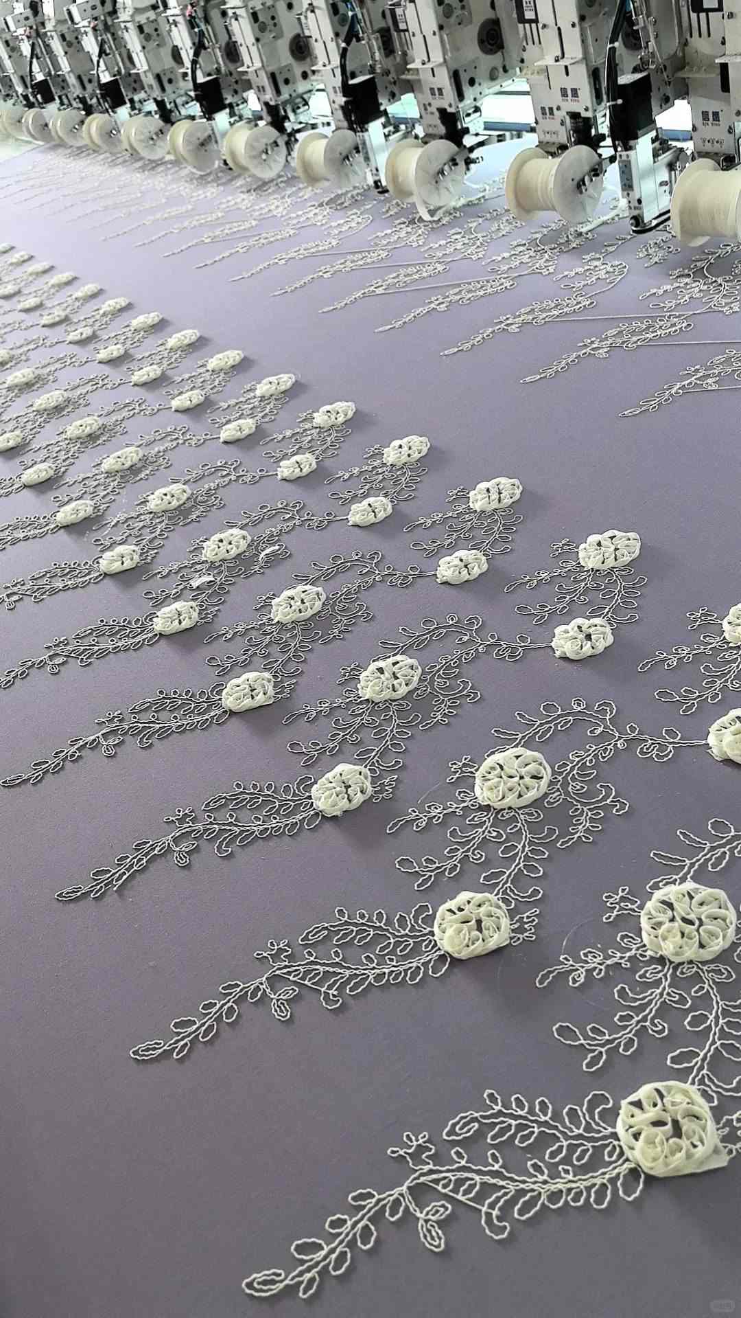 Ribbon embroidery decorative detail on garment