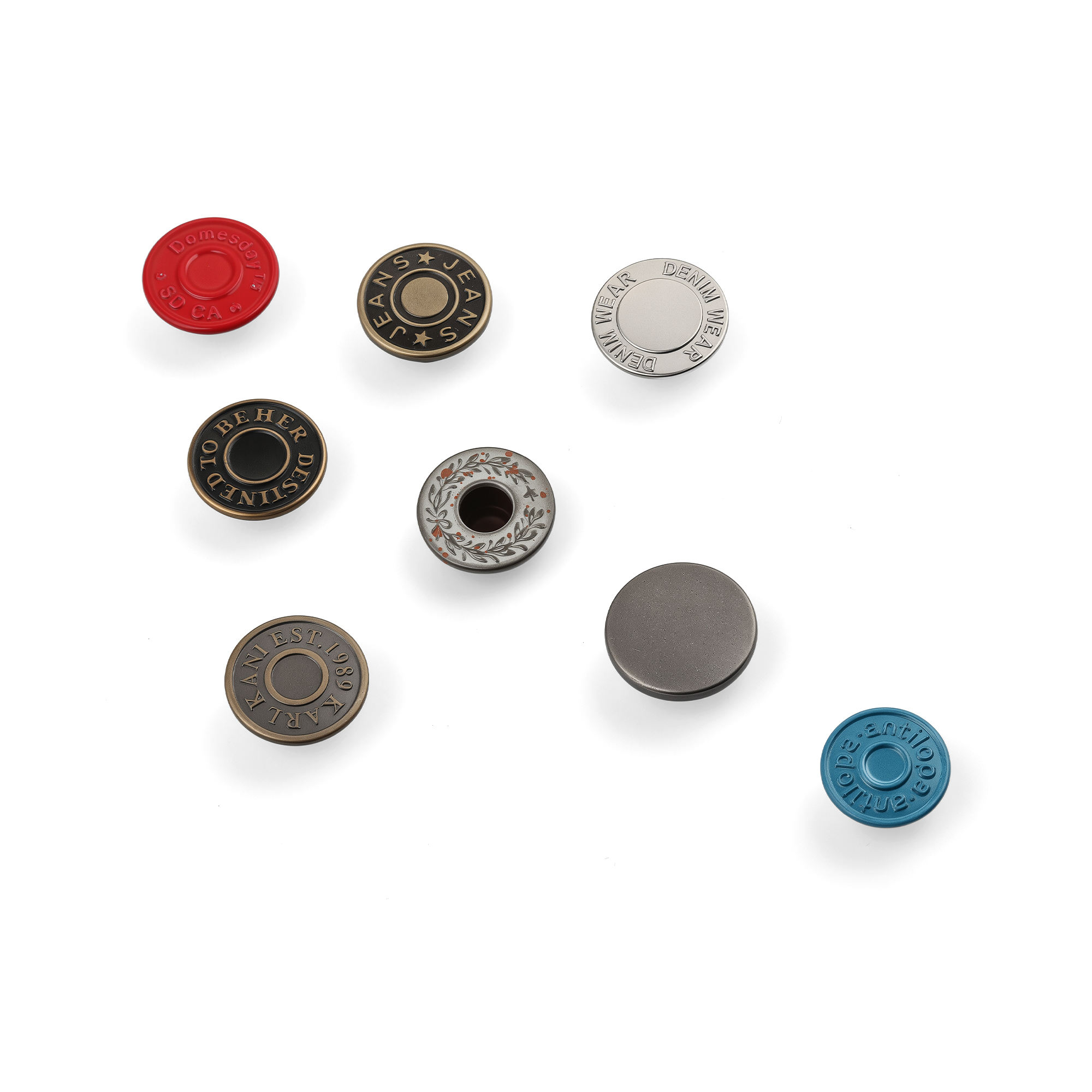 Metal rivets for custom clothing and apparel