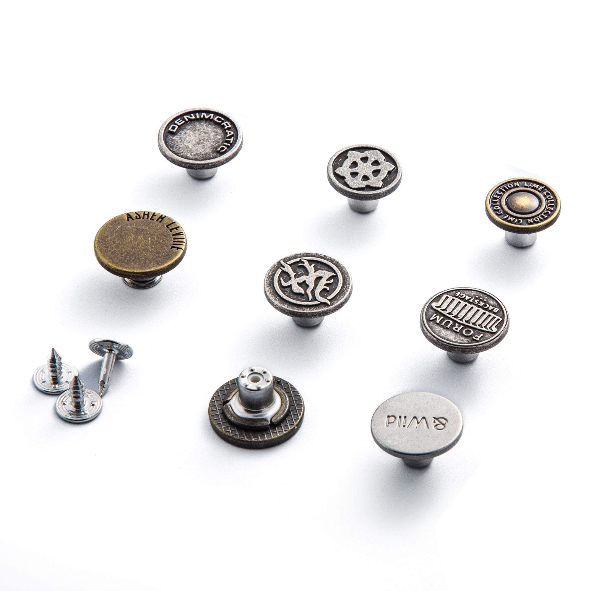 Metal rivets for custom clothing and apparel