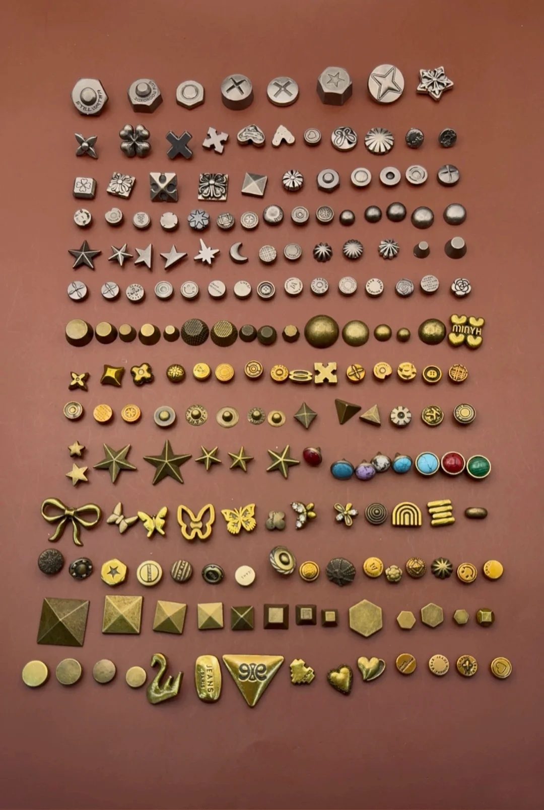 Metal rivets for custom clothing and apparel