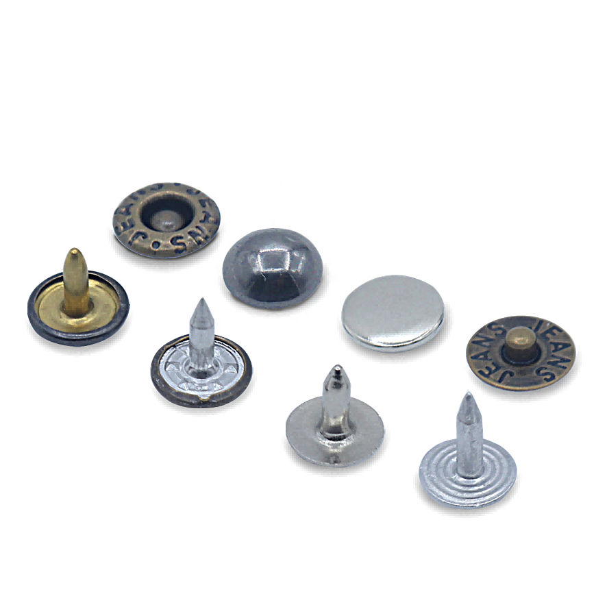 Metal rivets for custom clothing and apparel