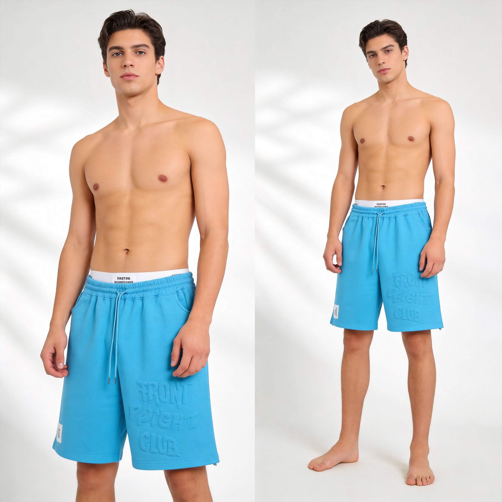 Shorts with embossed logo branding detail