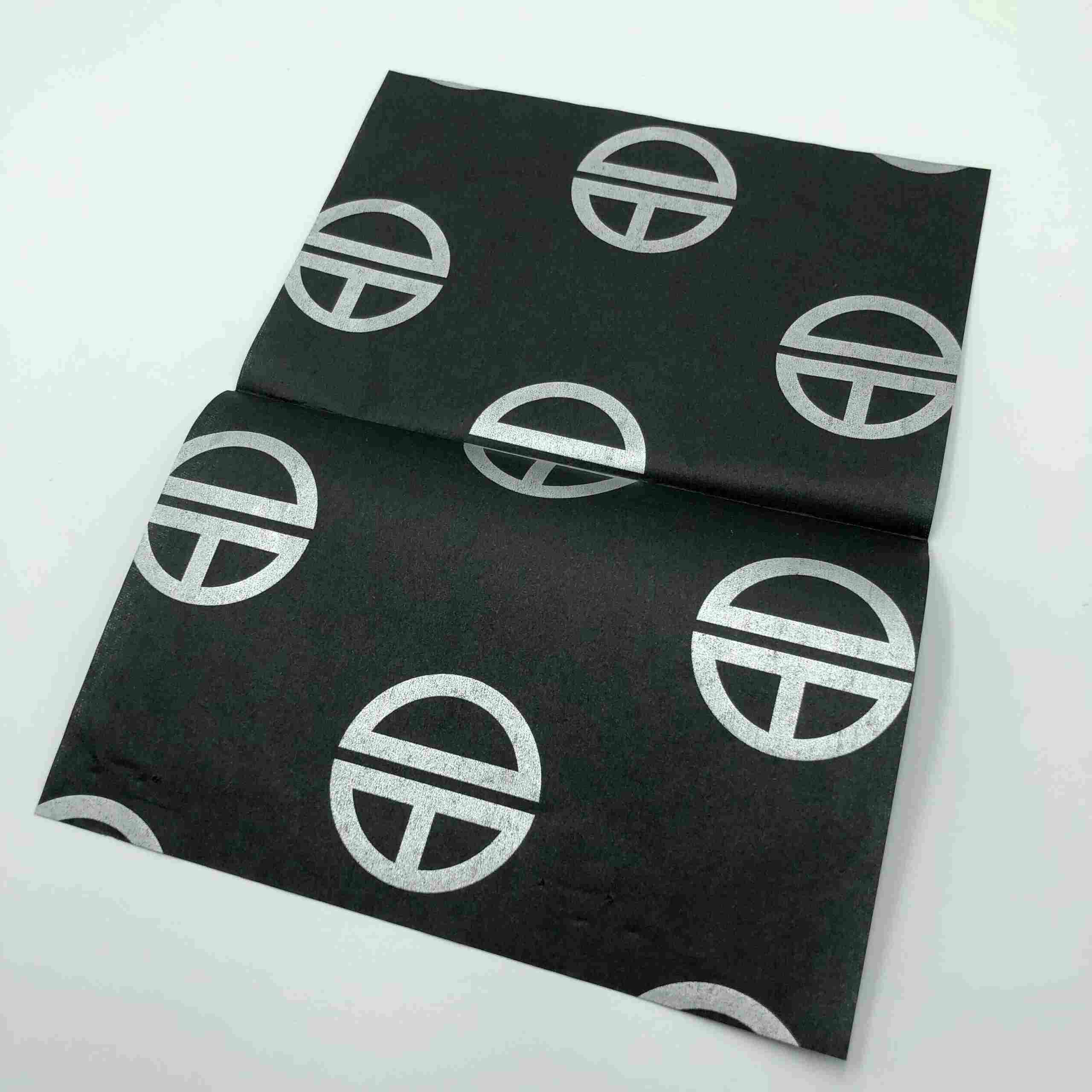 Branded tissue paper for apparel manufacturer packaging
