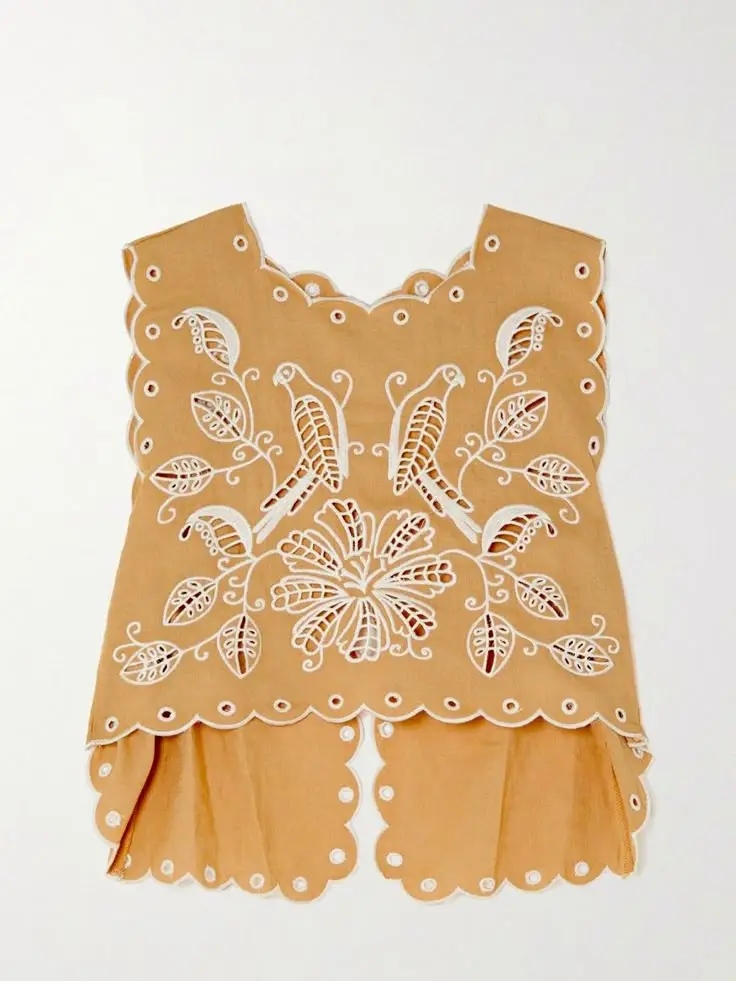 Custom top with eyelet embroidery detail