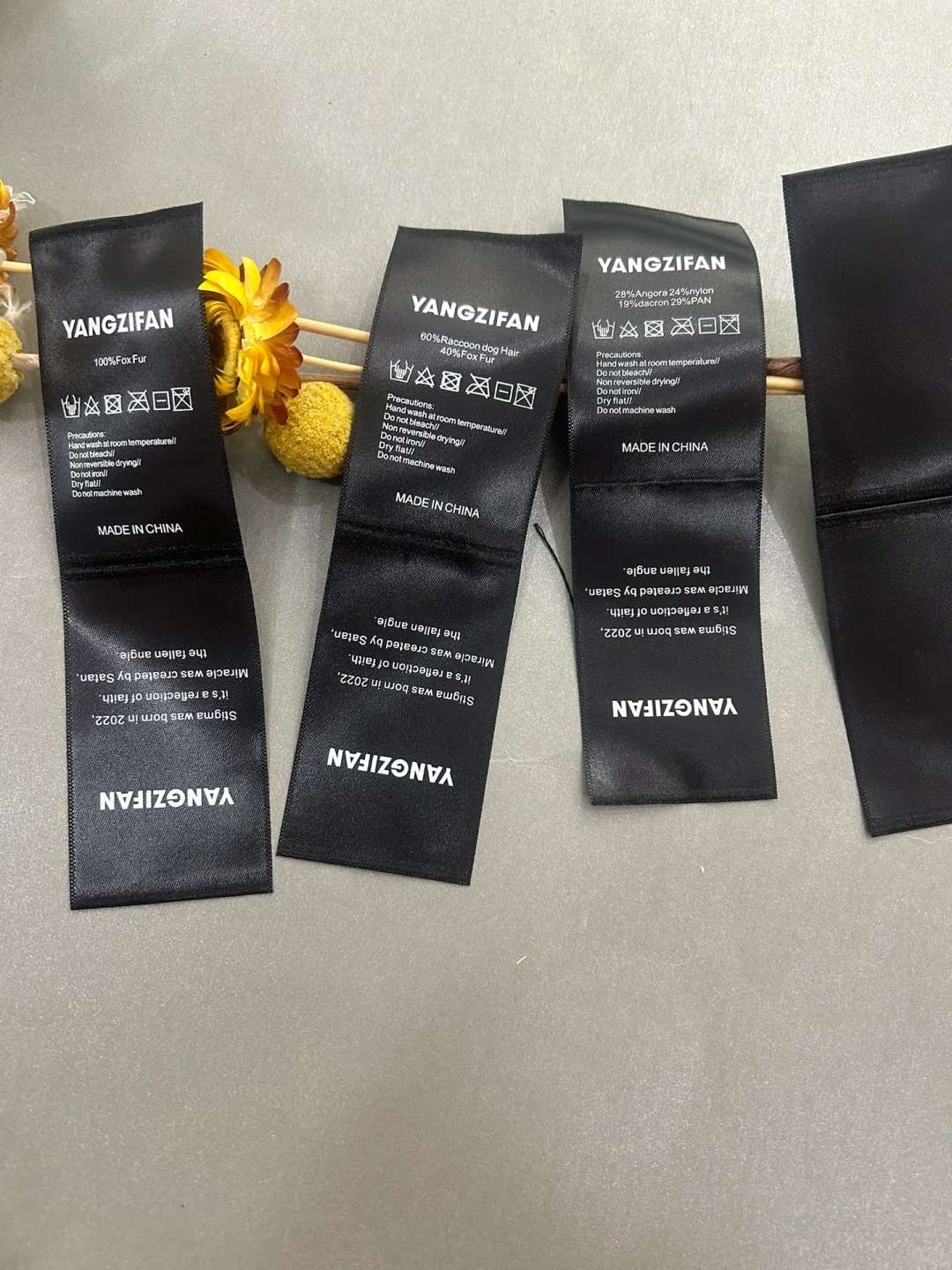 Custom wash care label for fashion apparel