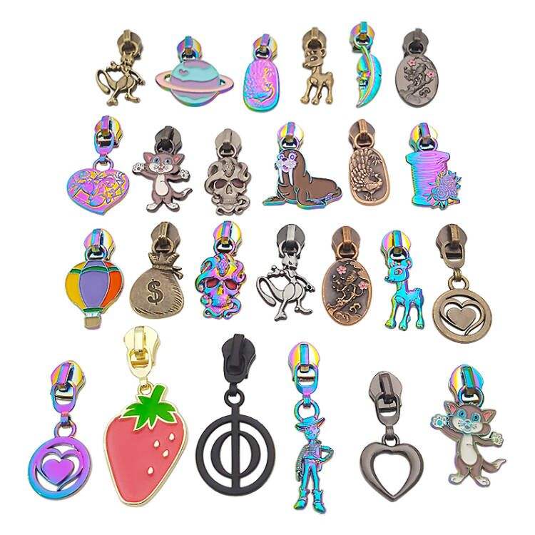 Custom apparel zipper pulls for fashion brands